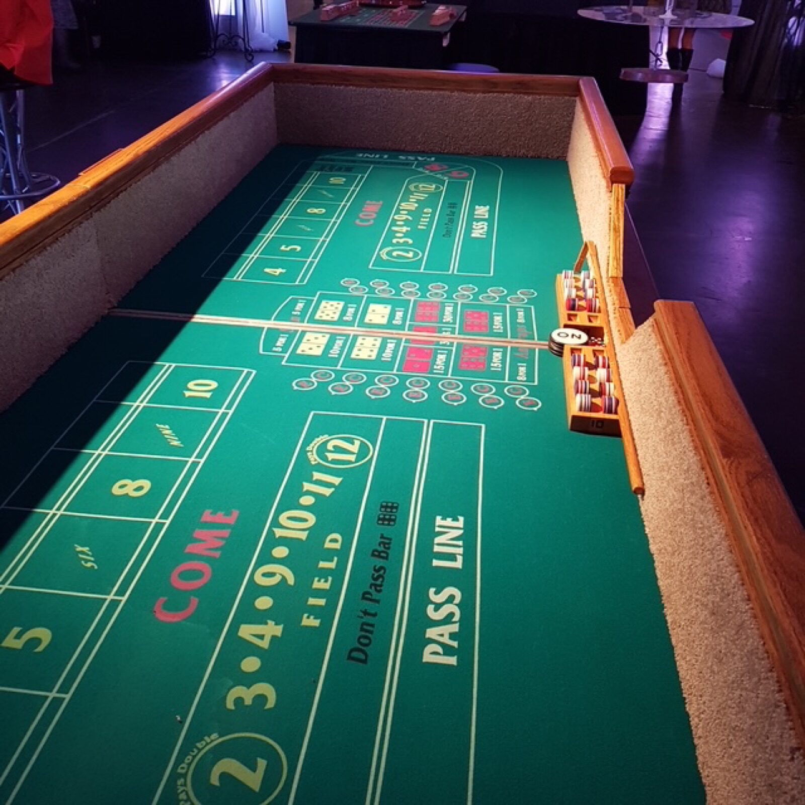 Craps table ready for play