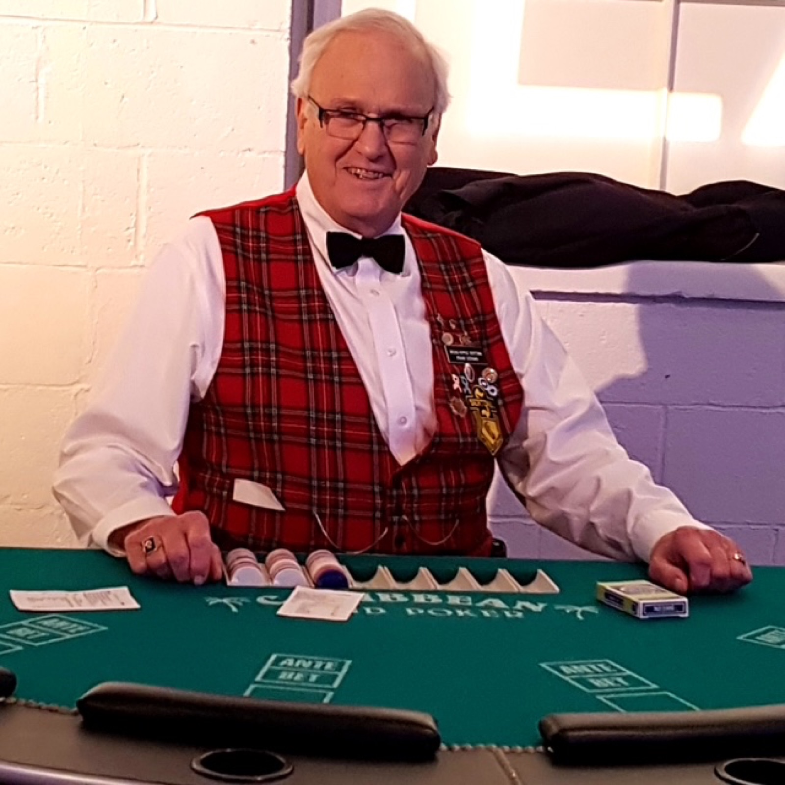 Volunteer dealer at a blackjack table